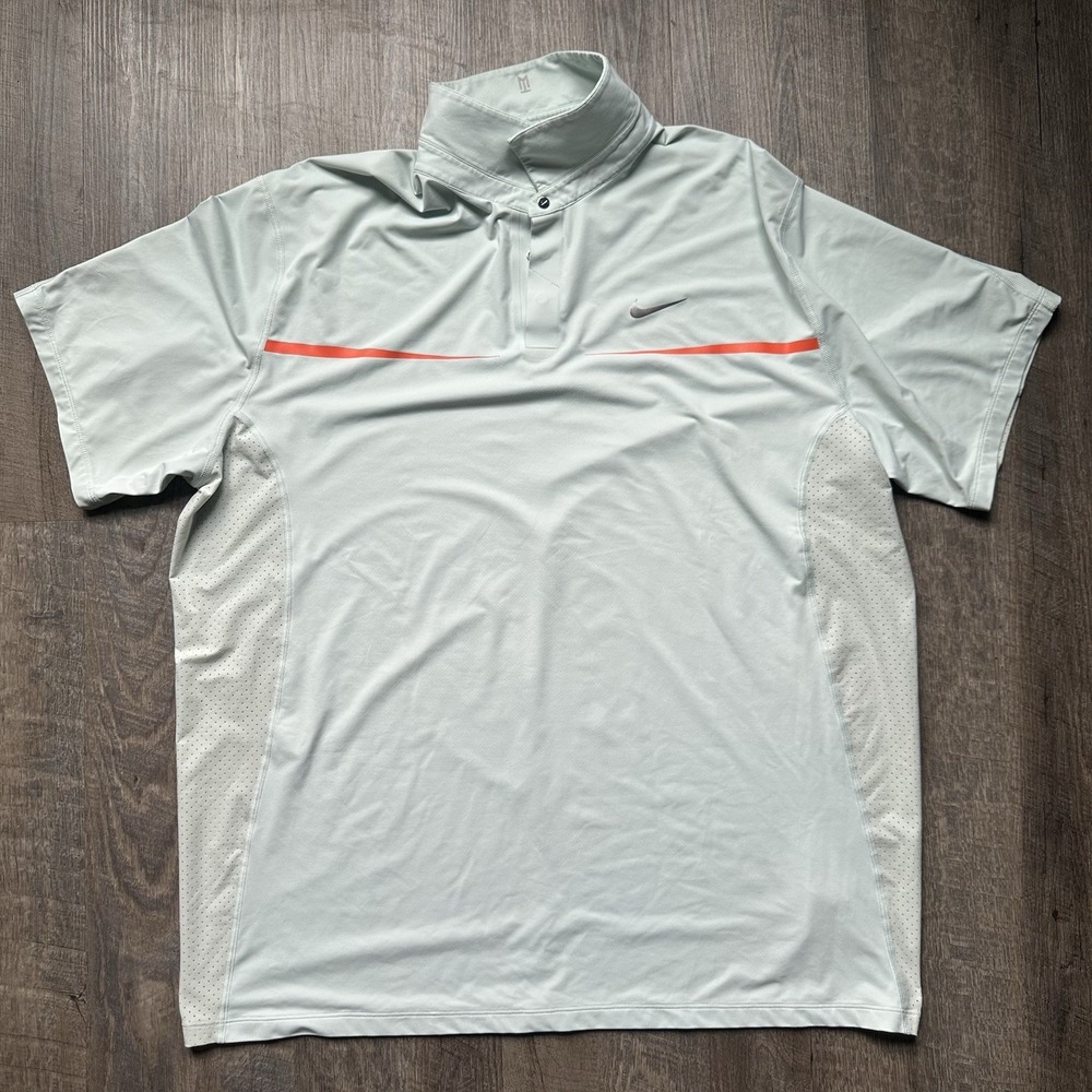 Nike Golf‎ Tiger Woods Collection Mens Teal Dri-FIT Blade Collar Polo Shirt XXL